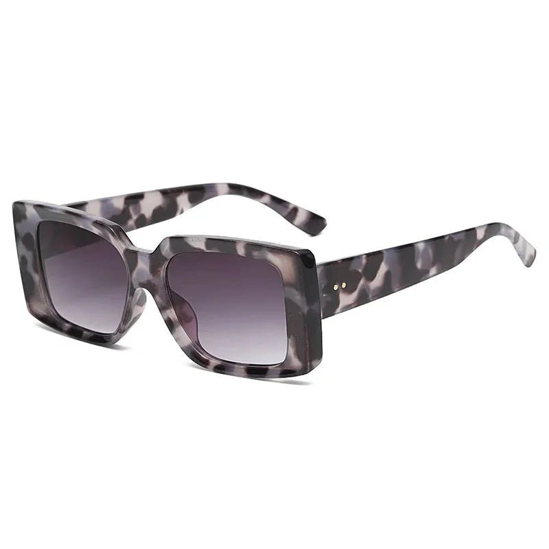 Leopard Spot Square Sunglasses | Lightweight Designer - Style Frames - HalleBeauty