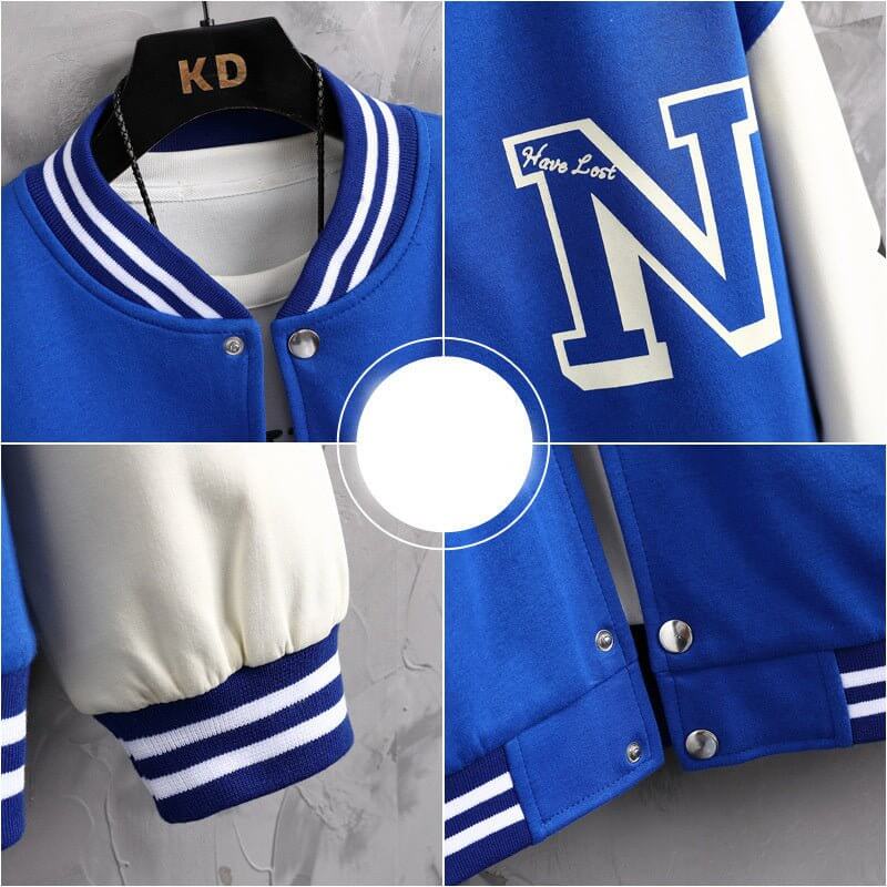 Letter Print Color Block Jacket | Men’s Baseball Coat - HalleBeauty