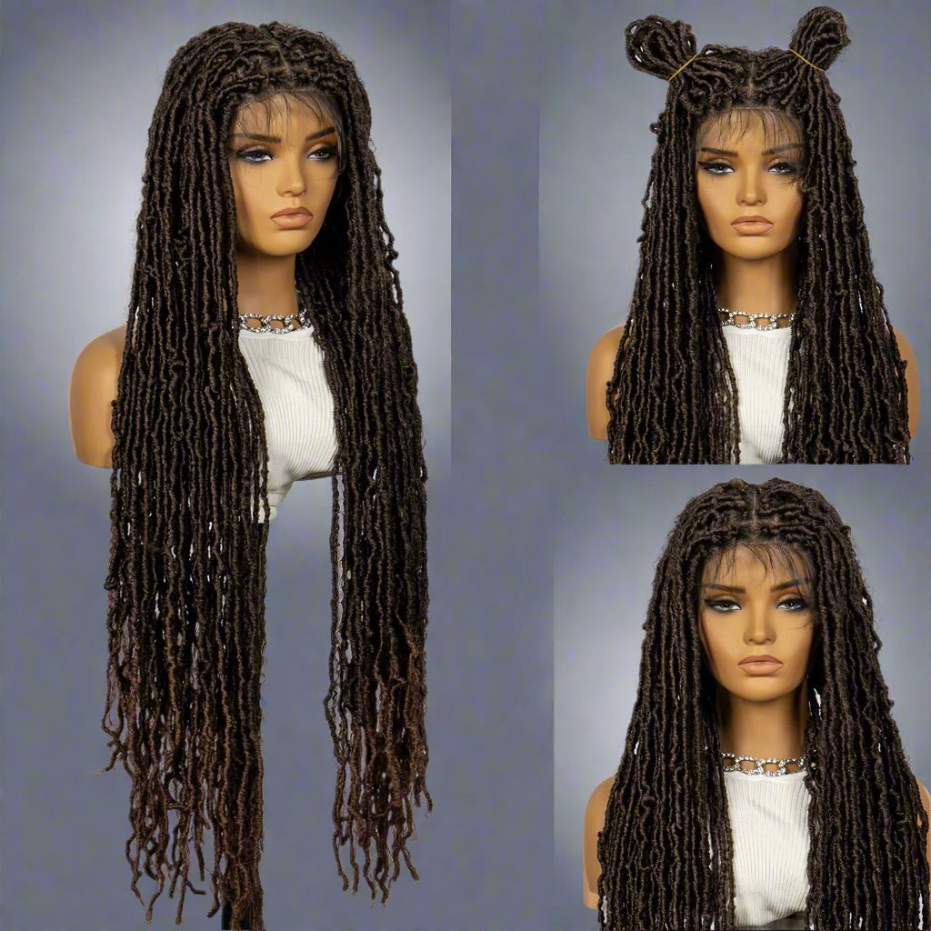 Long Ombre Braided Wig Human Hair - Hallebeauty - HalleBeauty