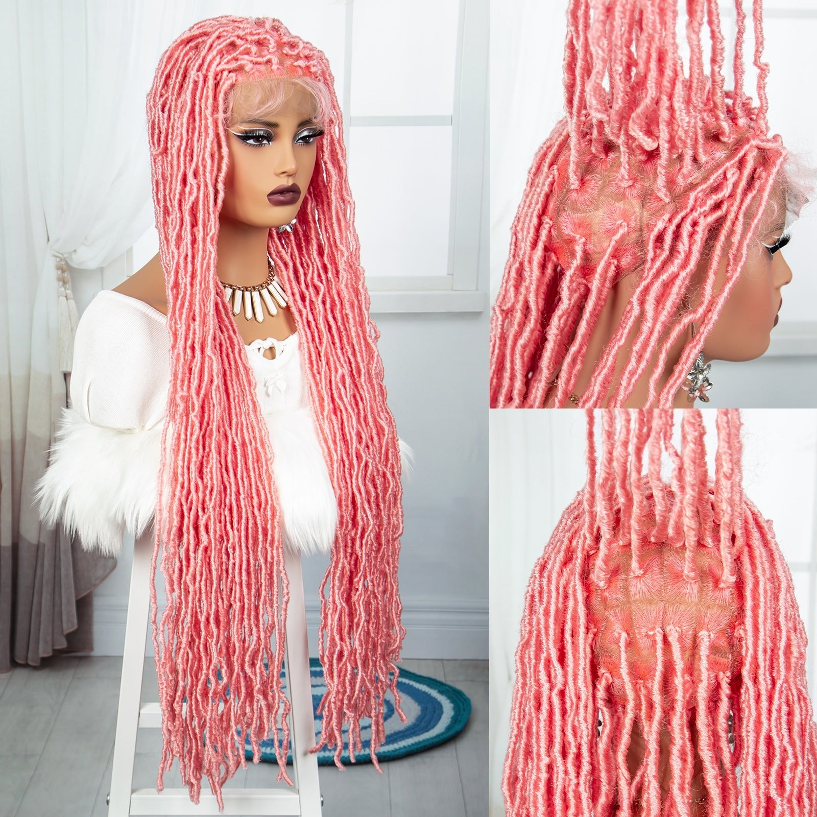 Long Ombre Braided Wig Human Hair - Hallebeauty - HalleBeauty