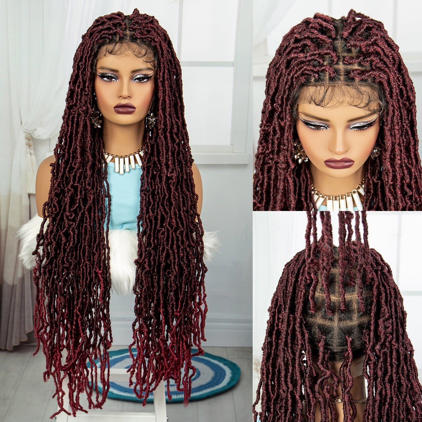 Long Ombre Braided Wig Human Hair - Hallebeauty - HalleBeauty
