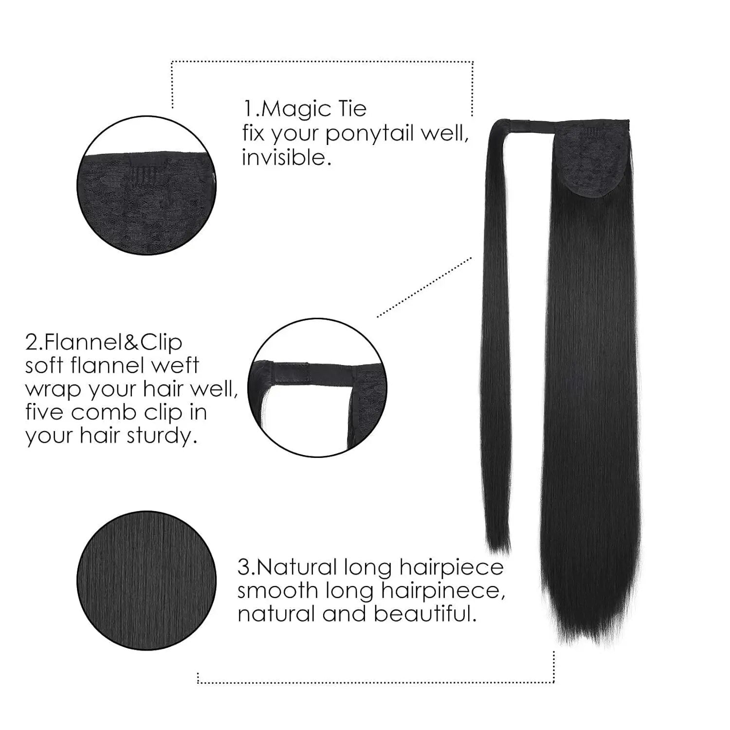 Long Straight Clip - In Ponytail Extension - HalleBeauty