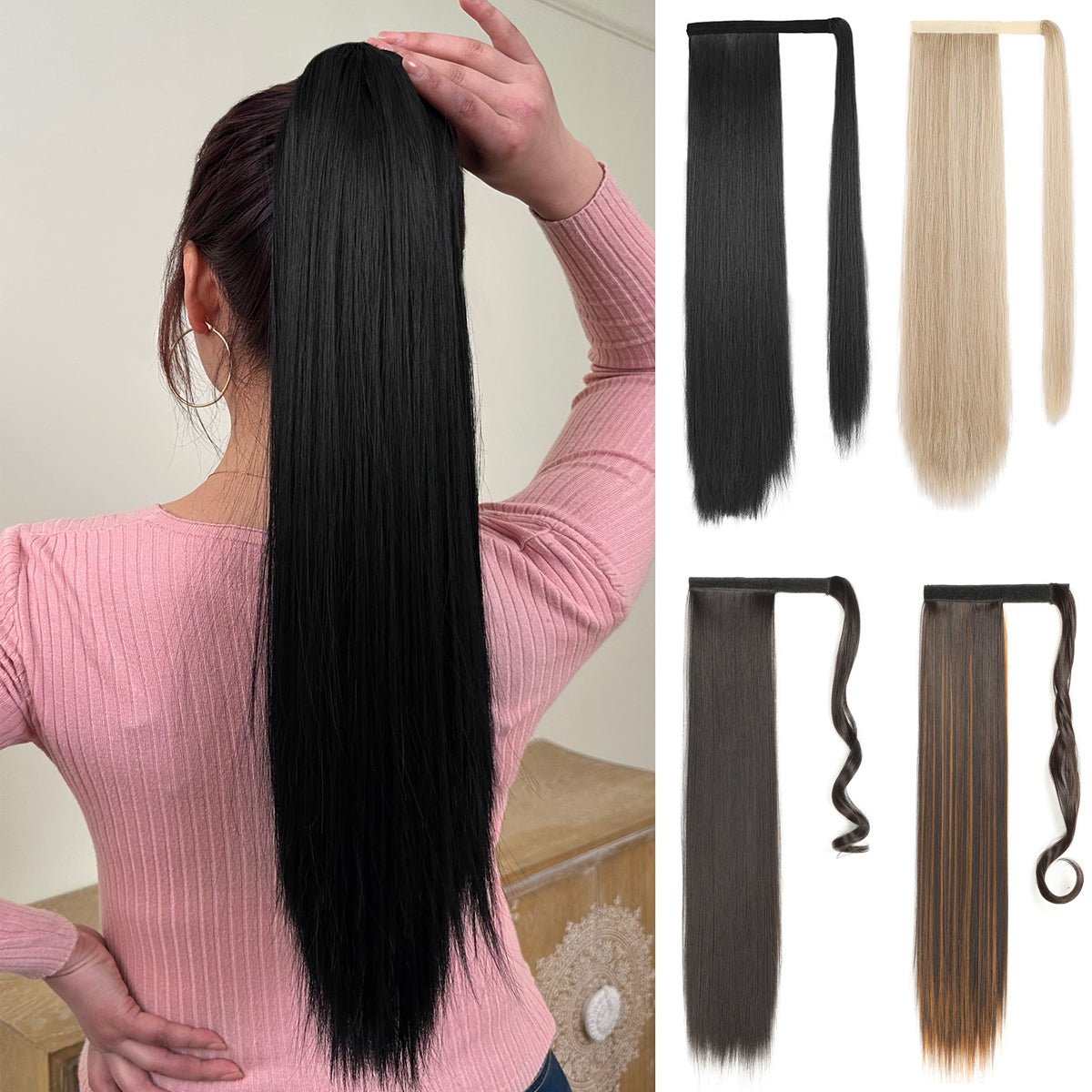 Long Straight Clip - In Ponytail Extension - HalleBeauty