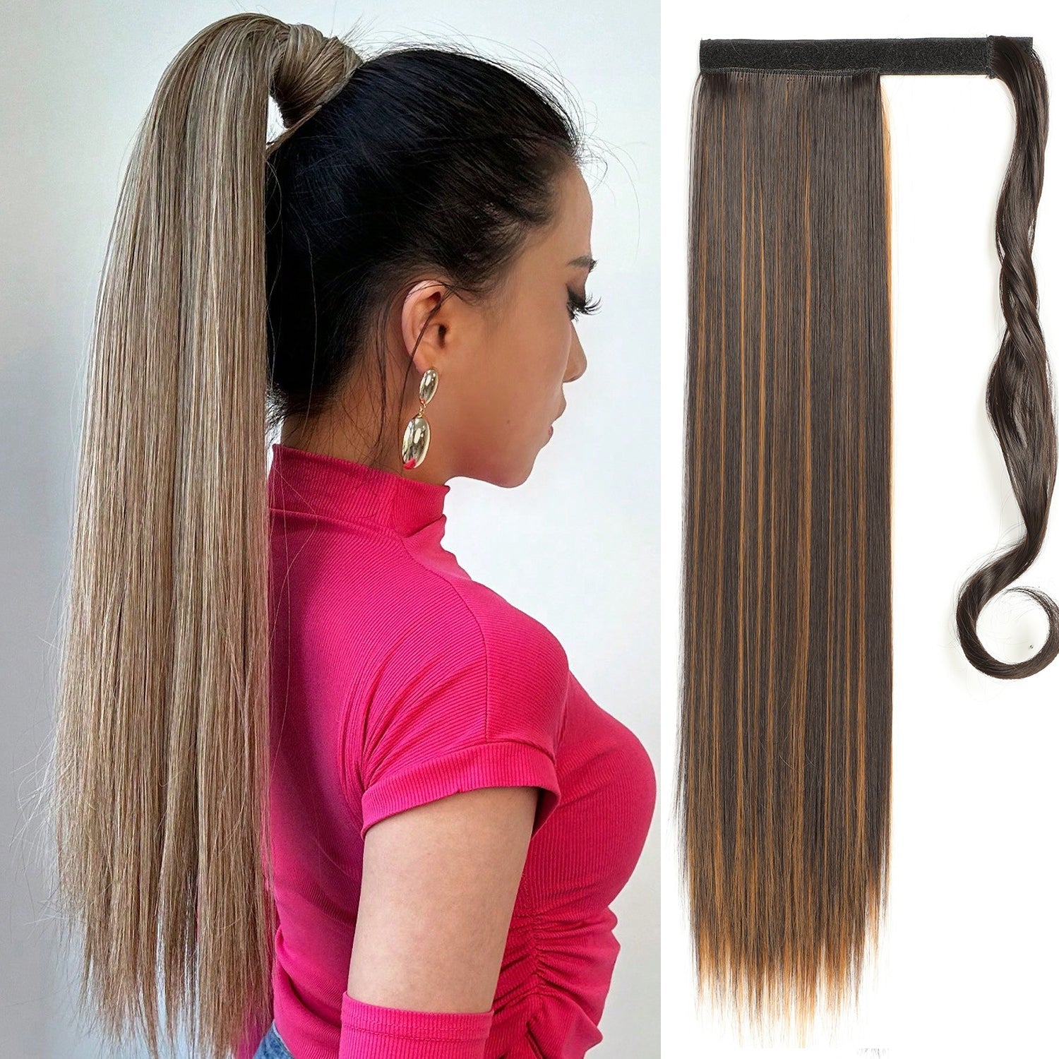 Long Straight Clip - In Ponytail Extension - HalleBeauty