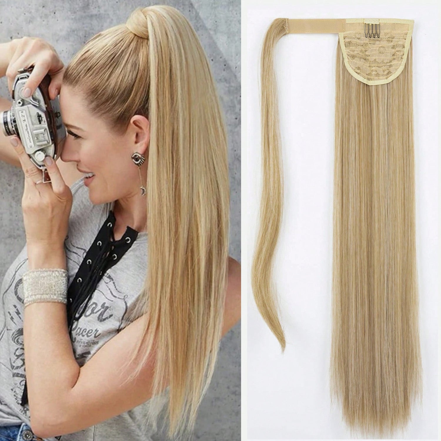 Long Straight Clip - In Ponytail Extension - HalleBeauty