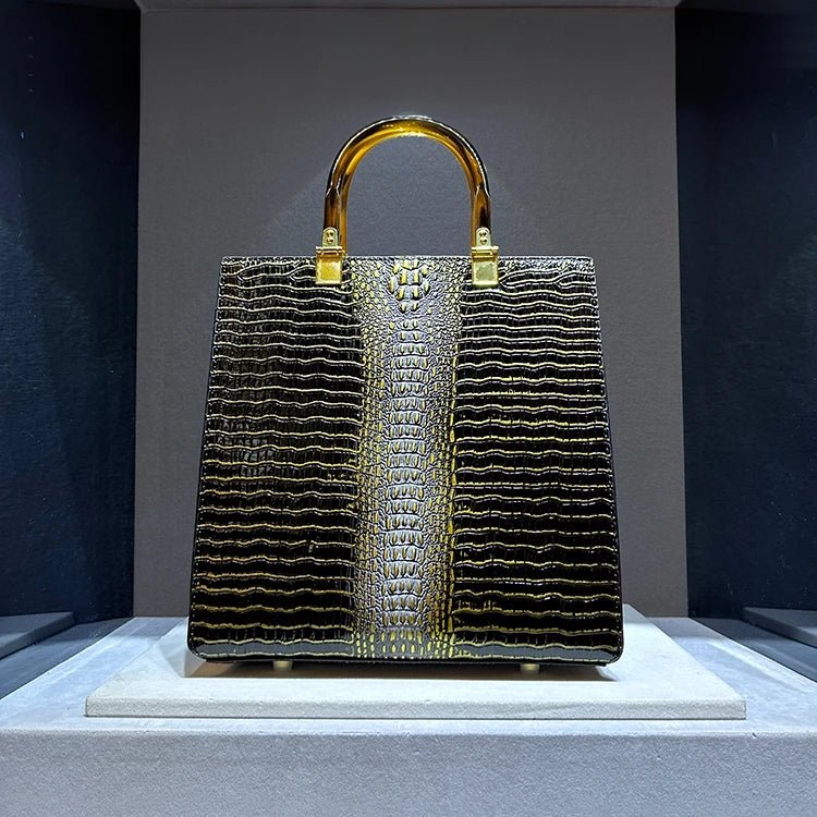 Luxury Crocodile Leather Tote Bag - Designer Handbag - HalleBeauty