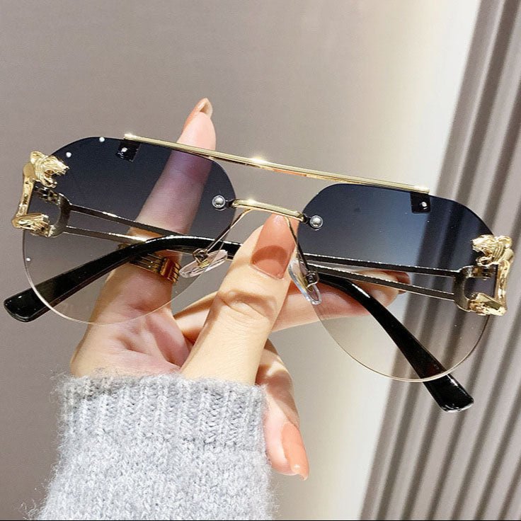 Luxury Rimless Vintage Sunglasses – Unisex Designer Shades - HalleBeauty