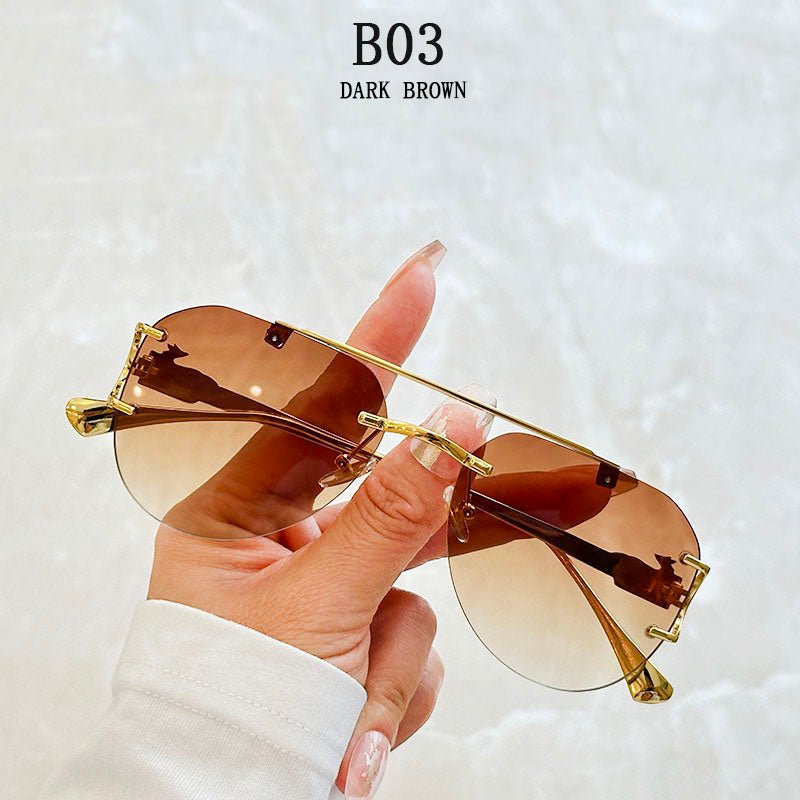 Luxury Rimless Vintage Sunglasses – Unisex Designer Shades - HalleBeauty