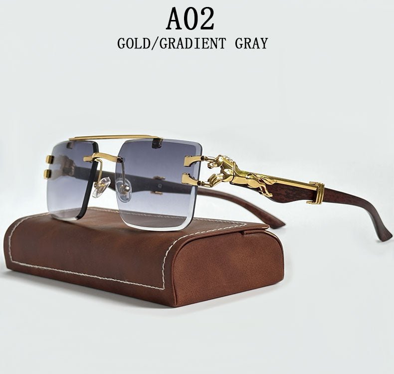 Luxury Rimless Vintage Sunglasses – Unisex Designer Shades - HalleBeauty