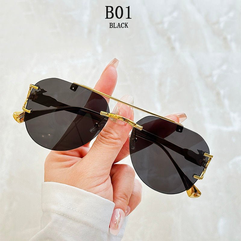 Luxury Rimless Vintage Sunglasses – Unisex Designer Shades - HalleBeauty