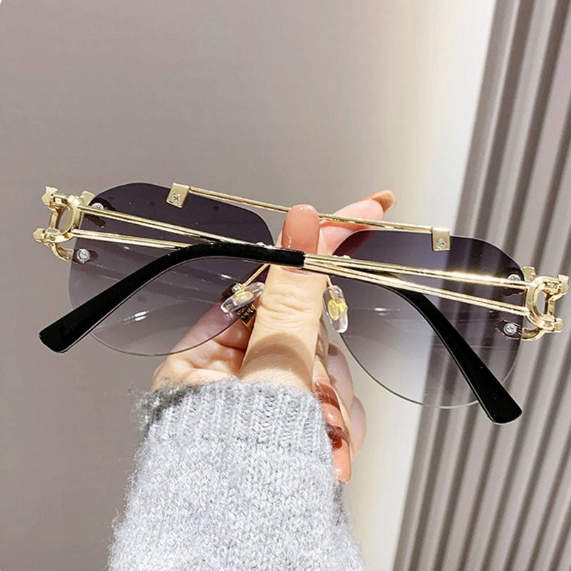 Luxury Rimless Vintage Sunglasses – Unisex Designer Shades - HalleBeauty