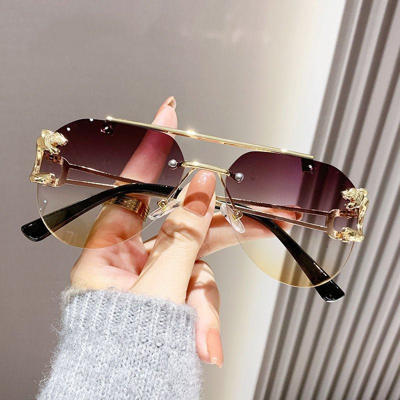 Luxury Rimless Vintage Sunglasses – Unisex Designer Shades - HalleBeauty