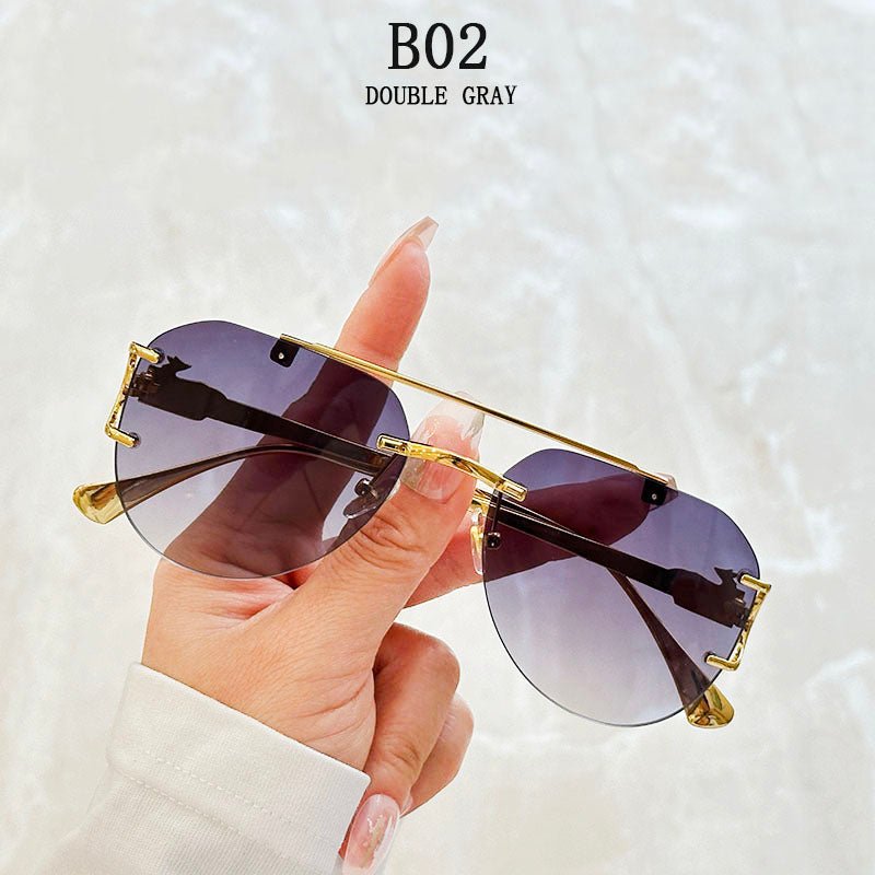 Luxury Rimless Vintage Sunglasses – Unisex Designer Shades - HalleBeauty