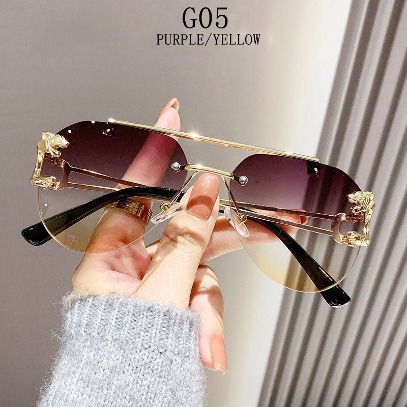 Luxury Rimless Vintage Sunglasses – Unisex Designer Shades - HalleBeauty
