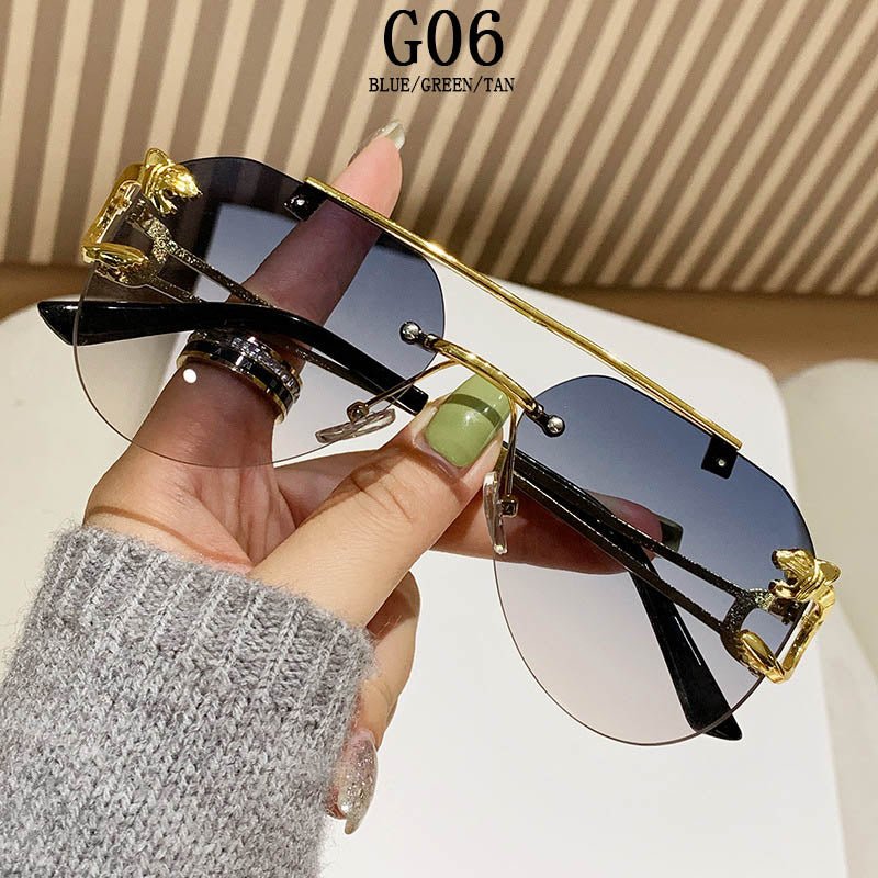 Luxury Rimless Vintage Sunglasses – Unisex Designer Shades - HalleBeauty