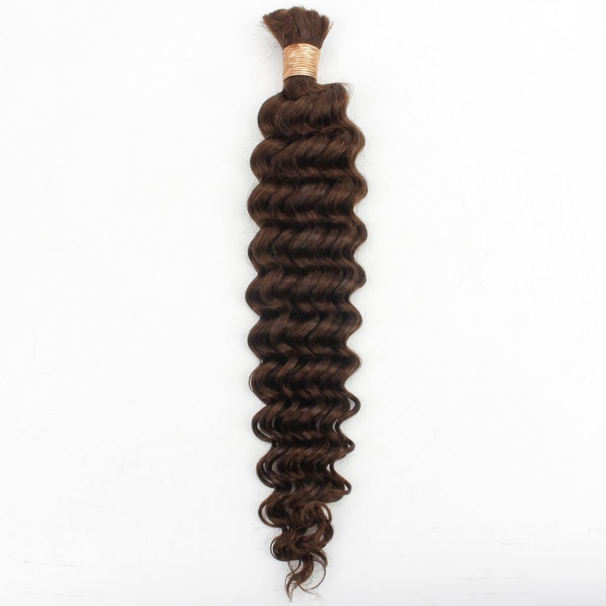 Medium Brown Deep Wave Bulk Human Hair Extensions - HalleBeauty