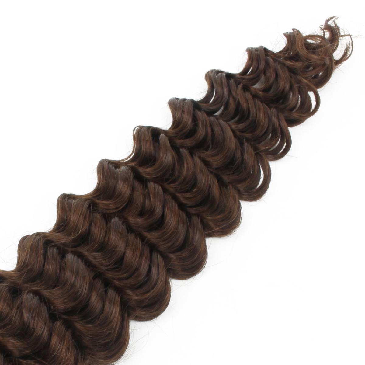 Medium Brown Deep Wave Bulk Human Hair Extensions - HalleBeauty