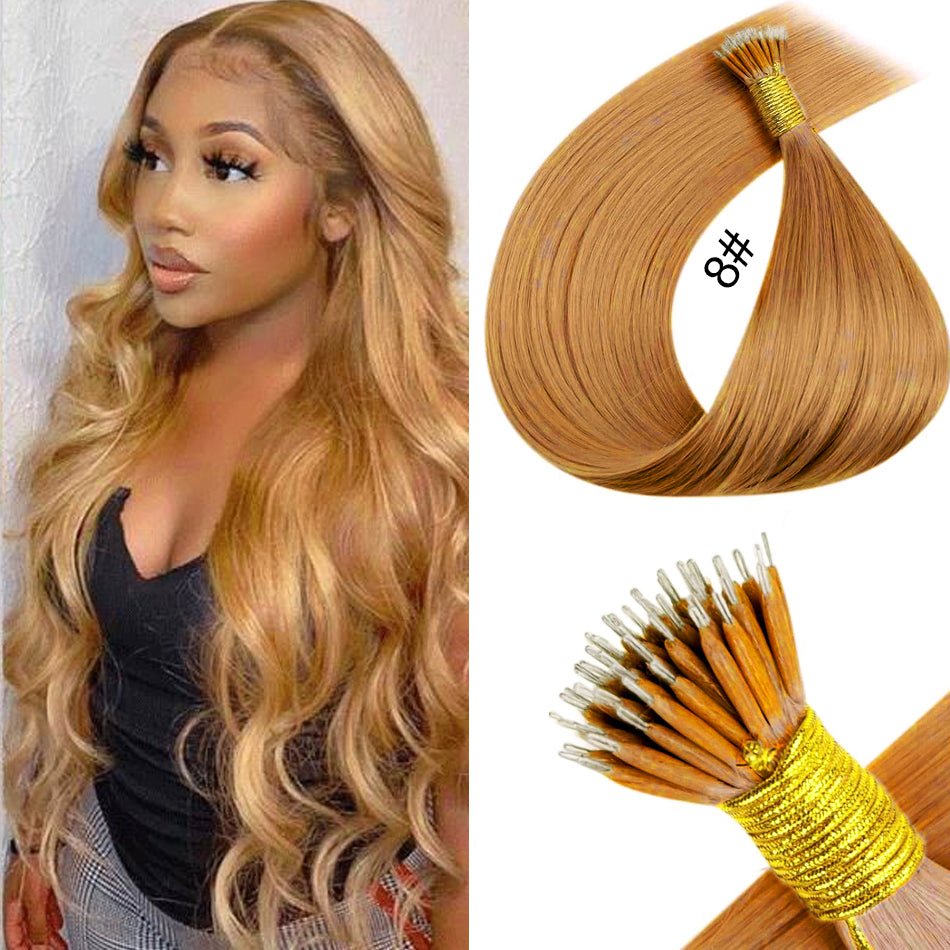 Nano Ring Hair Extensions - 100% Remy European Human Hair - HalleBeauty