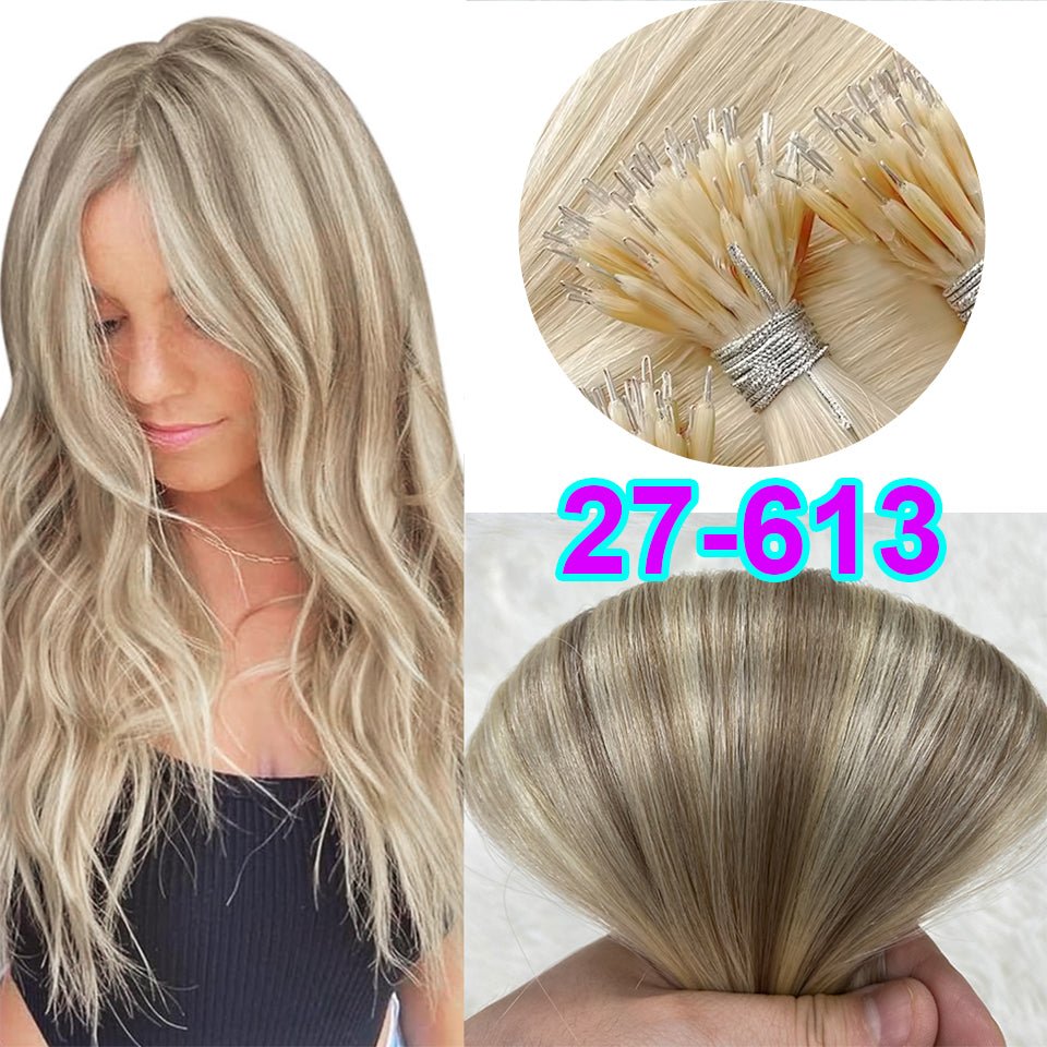 Nano Ring Hair Extensions - 100% Remy European Human Hair - HalleBeauty