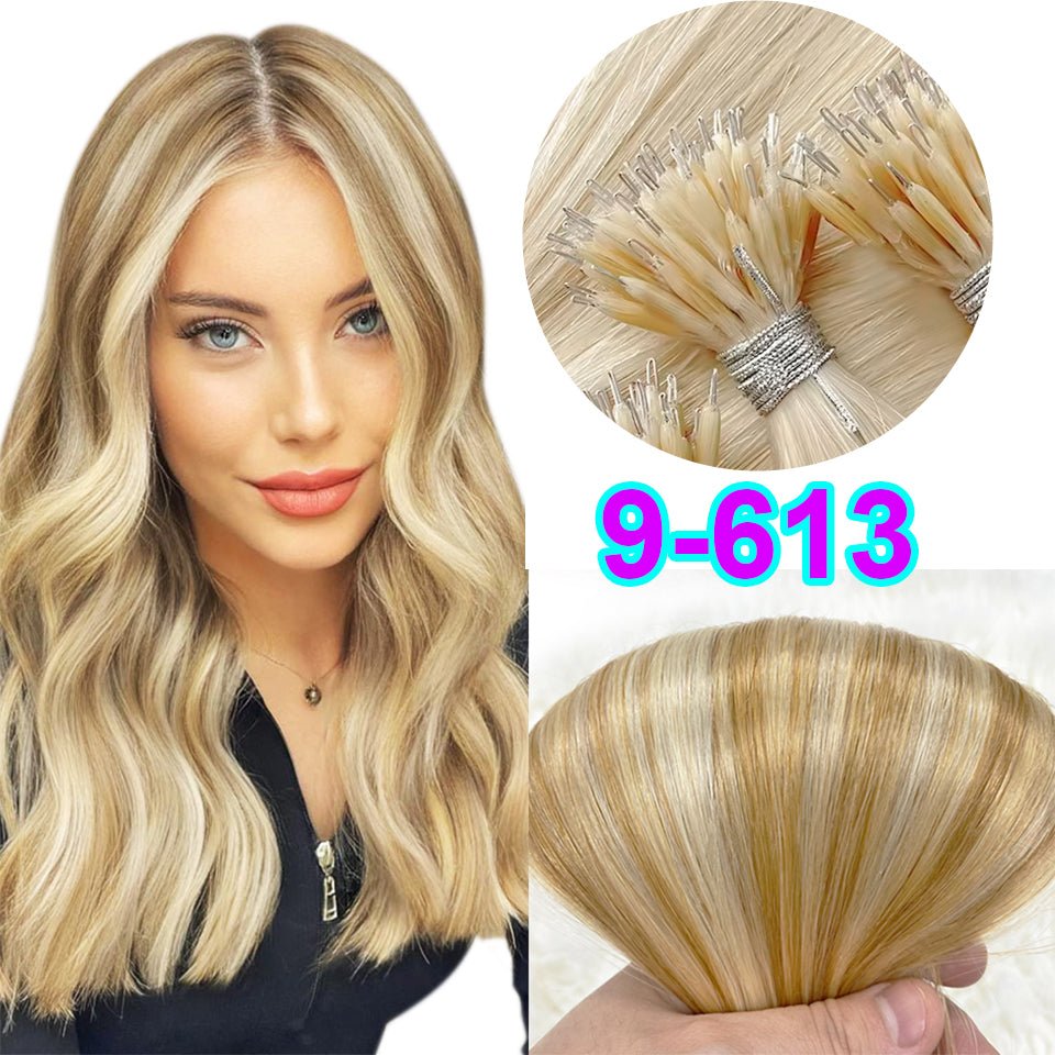 Nano Ring Hair Extensions - 100% Remy European Human Hair - HalleBeauty