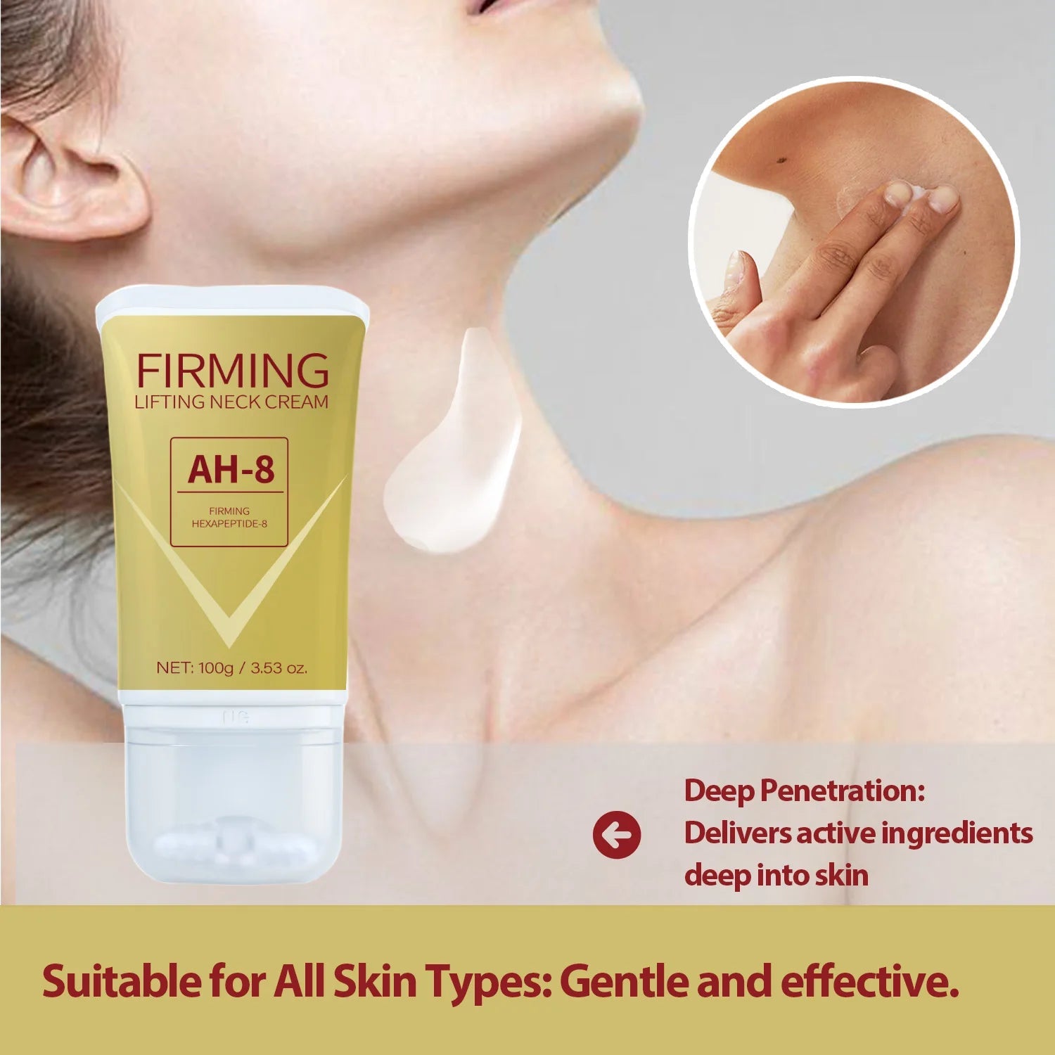 Neck Firming Roller Cream - Lifts, Nourishes & Soothes Neck Skin - HalleBeauty
