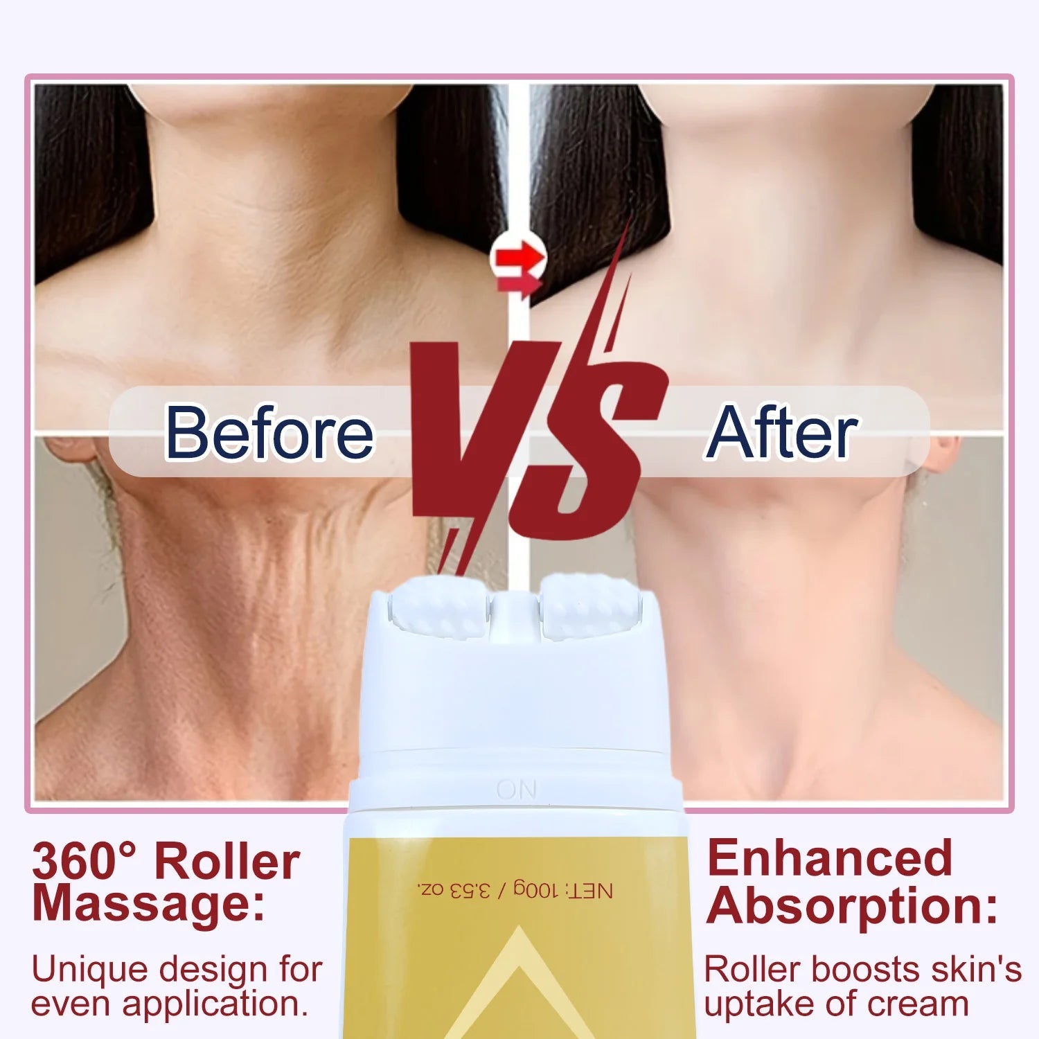 Neck Firming Roller Cream - Lifts, Nourishes & Soothes Neck Skin - HalleBeauty