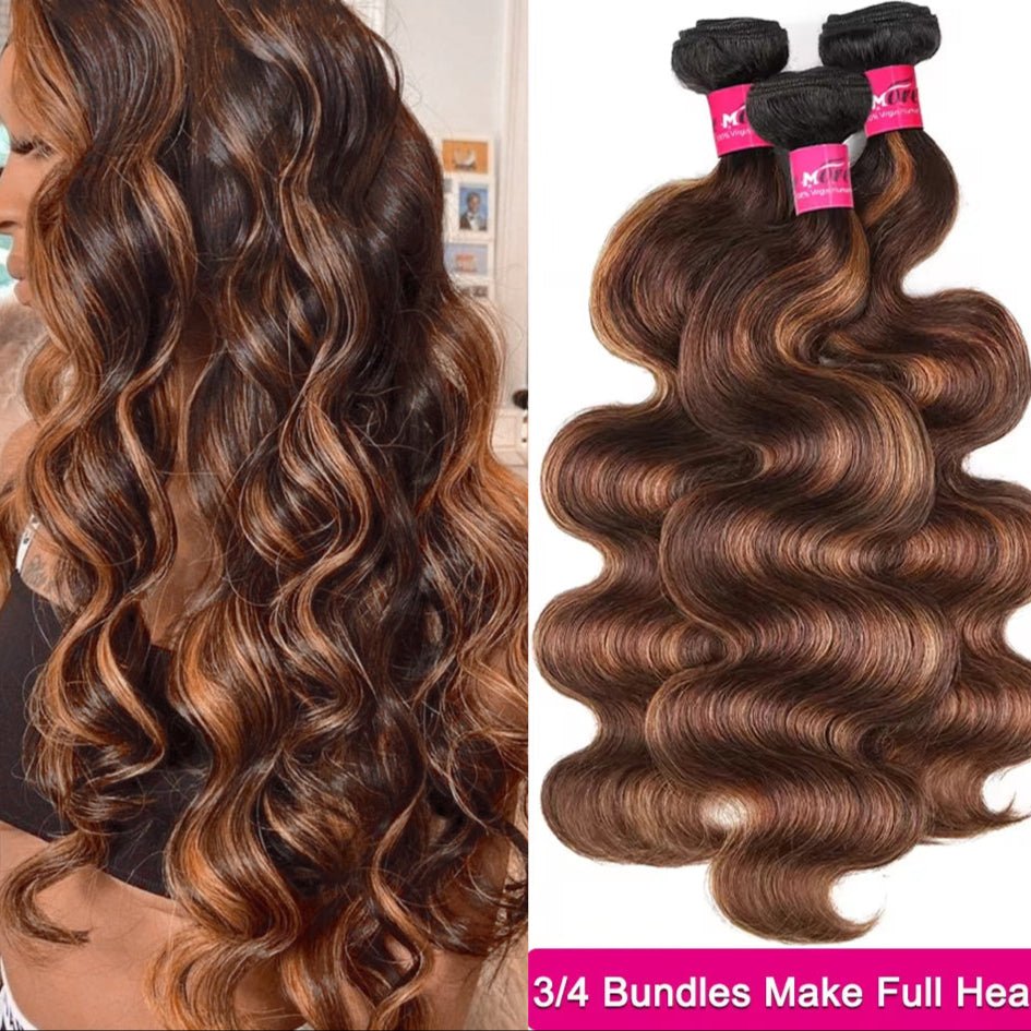 Ombre Body Wave Bundles - 100% Human Hair Weave (Dark to Blonde Balayage) - HalleBeauty