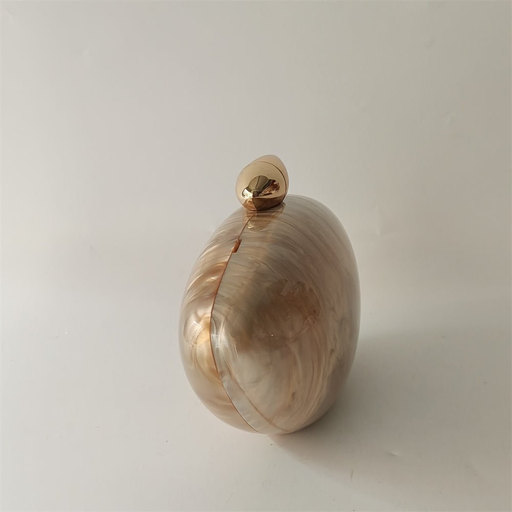 Pearl Brown Marble Clutch - Acrylic Evening Bag - HalleBeauty