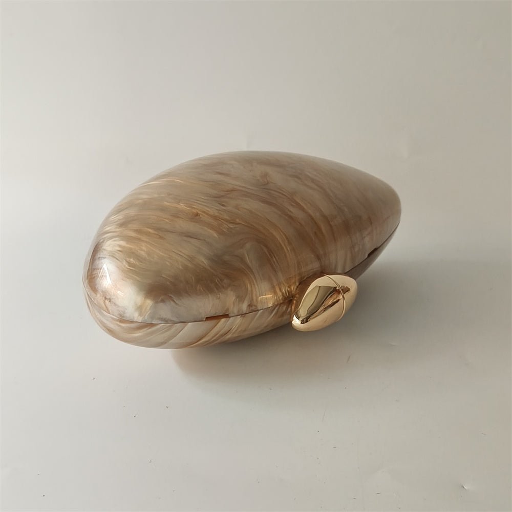Pearl Brown Marble Clutch - Acrylic Evening Bag - HalleBeauty