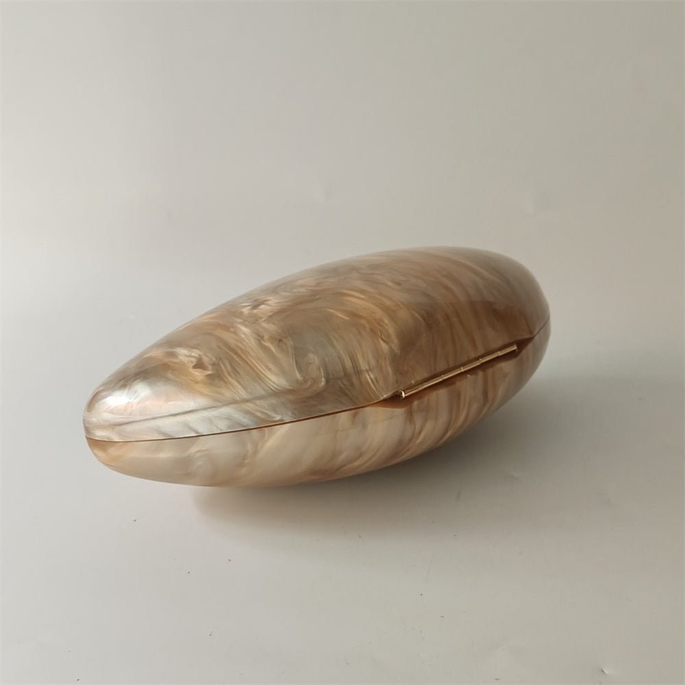 Pearl Brown Marble Clutch - Acrylic Evening Bag - HalleBeauty