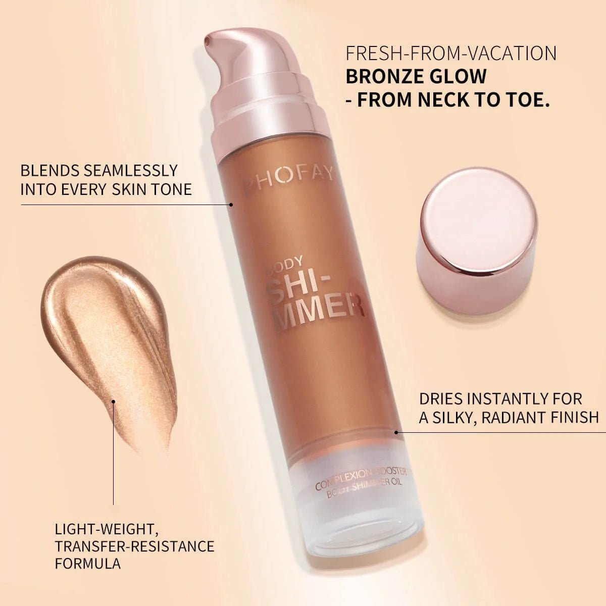 PHOFAY Illuminating Body Oil for Glowing Skin - Lightweight Shimmer Formula - HalleBeauty