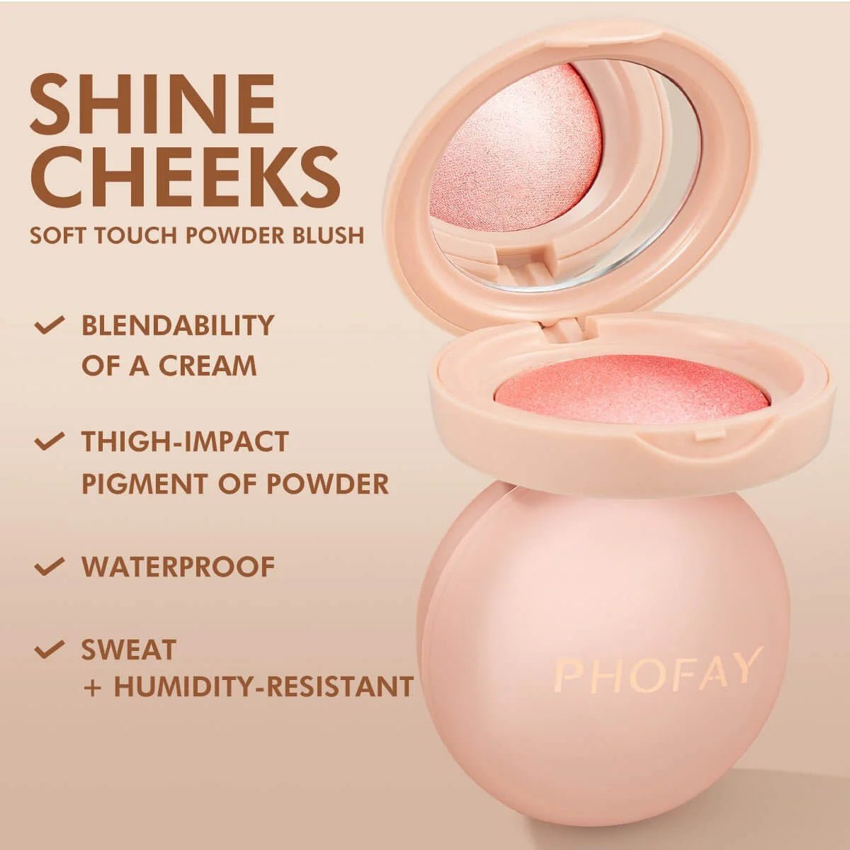 PHOFAY Luminous Blush - Lightweight Shimmer - HalleBeauty