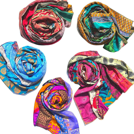 Recycled Sari Silk Medley Scarf | Darn Good Yarn