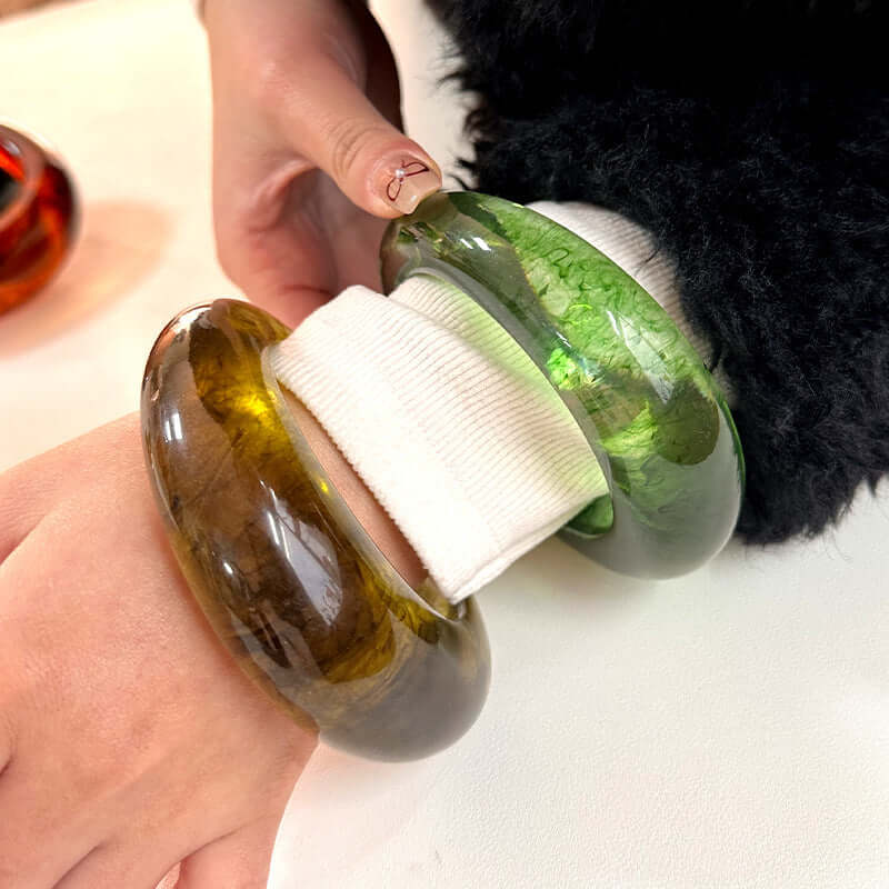 Resin Round Geometric Irregular Bracelet - HalleBeauty