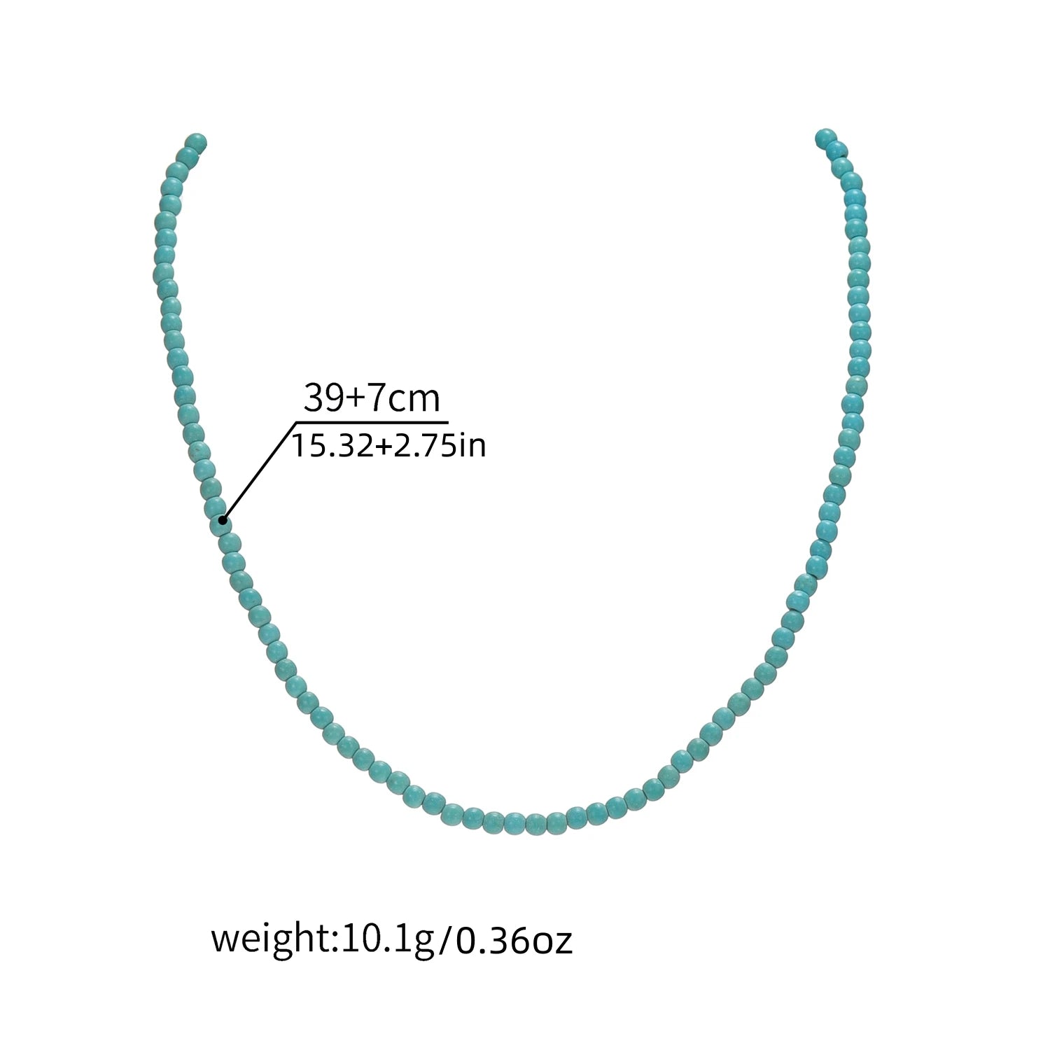 Retro Turquoise Beaded Choker Necklace - Women’s Short Fashion Jewelry - HalleBeauty