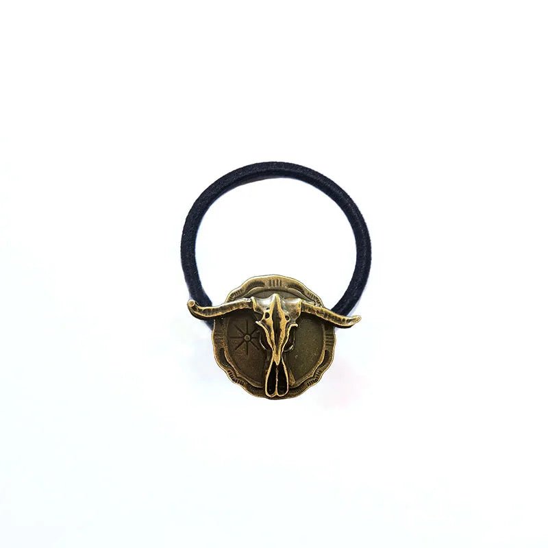 Retro Turquoise Hair Tie for Women - Oval Lace Inlaid Elastic Band - HalleBeauty