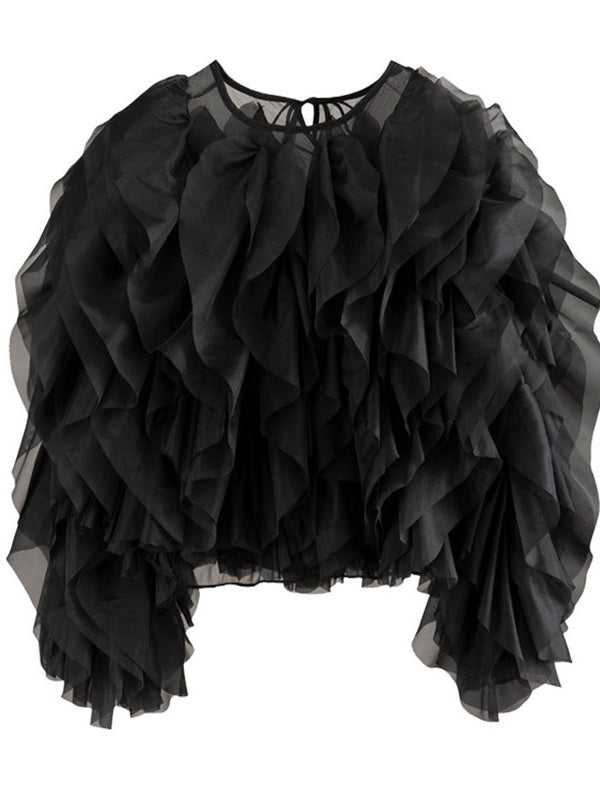 Ruffled Chiffon Blouse for Women - HalleBeauty