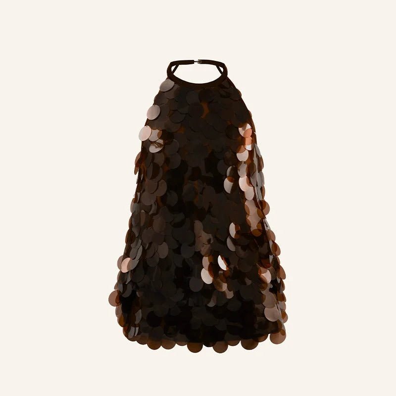 Sequined Halter Mini Dress - HalleBeauty