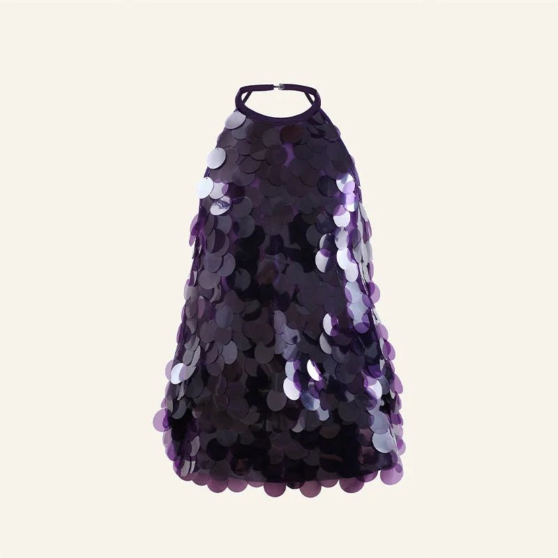 Sequined Halter Mini Dress - HalleBeauty