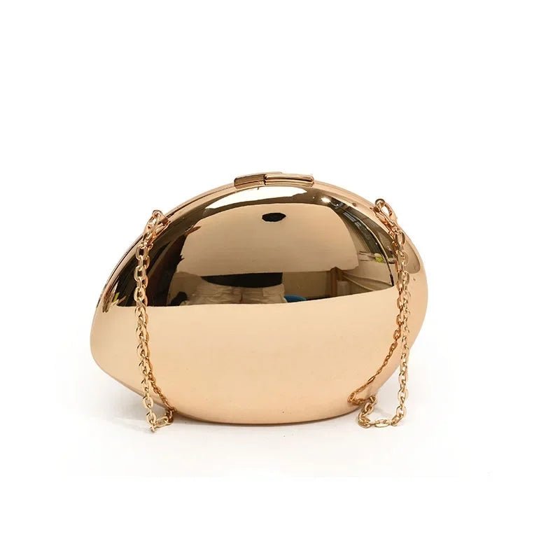 Shell Shape Metallic Evening Clutch – Luxe Minimalist Wedding Accessory - HalleBeauty