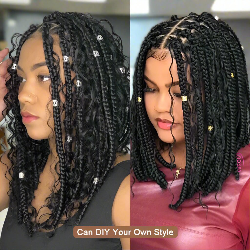 Short Bohemian Curly Braided Wig – Easy Glam Look - HalleBeauty