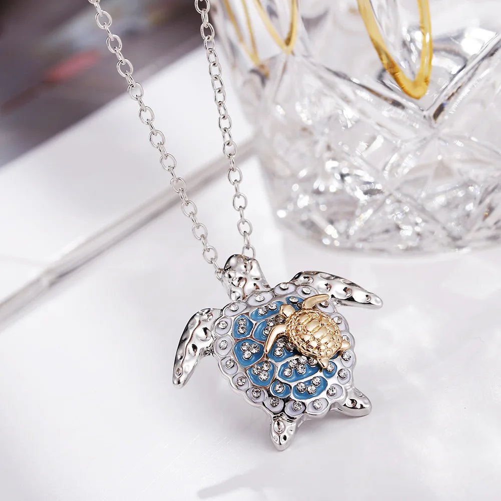 Small Turtle Pendant Necklace for Women - Cute Animal Jewelry Gift - HalleBeauty
