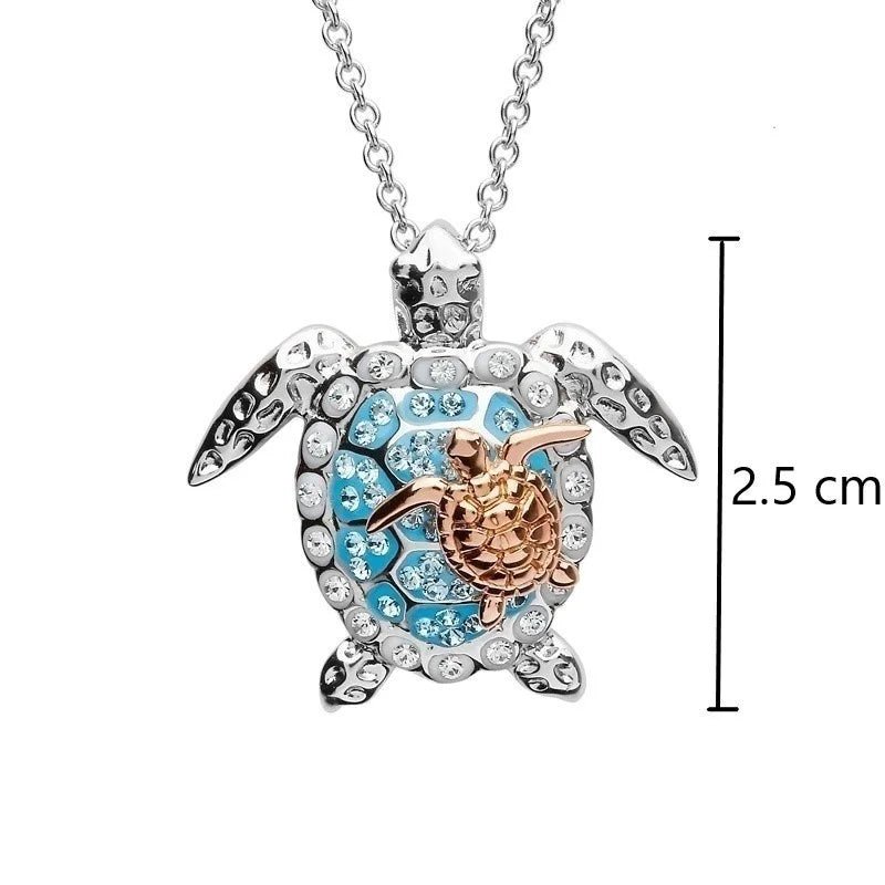 Small Turtle Pendant Necklace for Women - Cute Animal Jewelry Gift - HalleBeauty