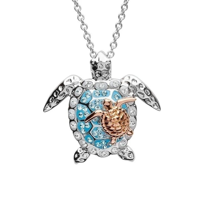 Small Turtle Pendant Necklace for Women - Cute Animal Jewelry Gift - HalleBeauty
