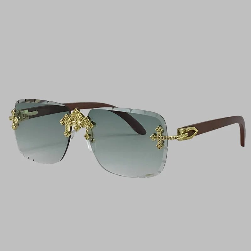 Steampunk Square Rimless Sunglasses for Men - HalleBeauty