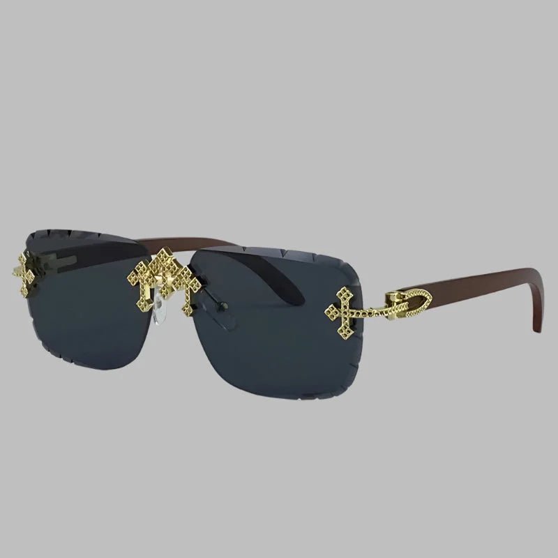 Steampunk Square Rimless Sunglasses for Men - HalleBeauty