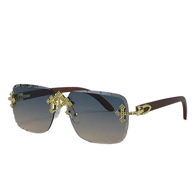 Steampunk Square Rimless Sunglasses for Men - HalleBeauty