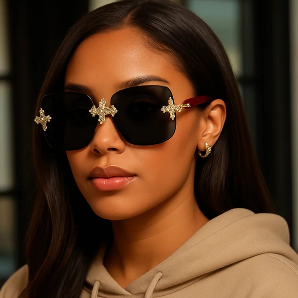 Steampunk Square Rimless Sunglasses for Men - HalleBeauty