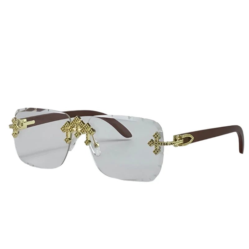 Steampunk Square Rimless Sunglasses for Men - HalleBeauty