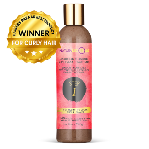 Bottle of Natura Bissé Moroccan Rhassoul 5-in-1 Clay Treatment with a gold award badge on a white background